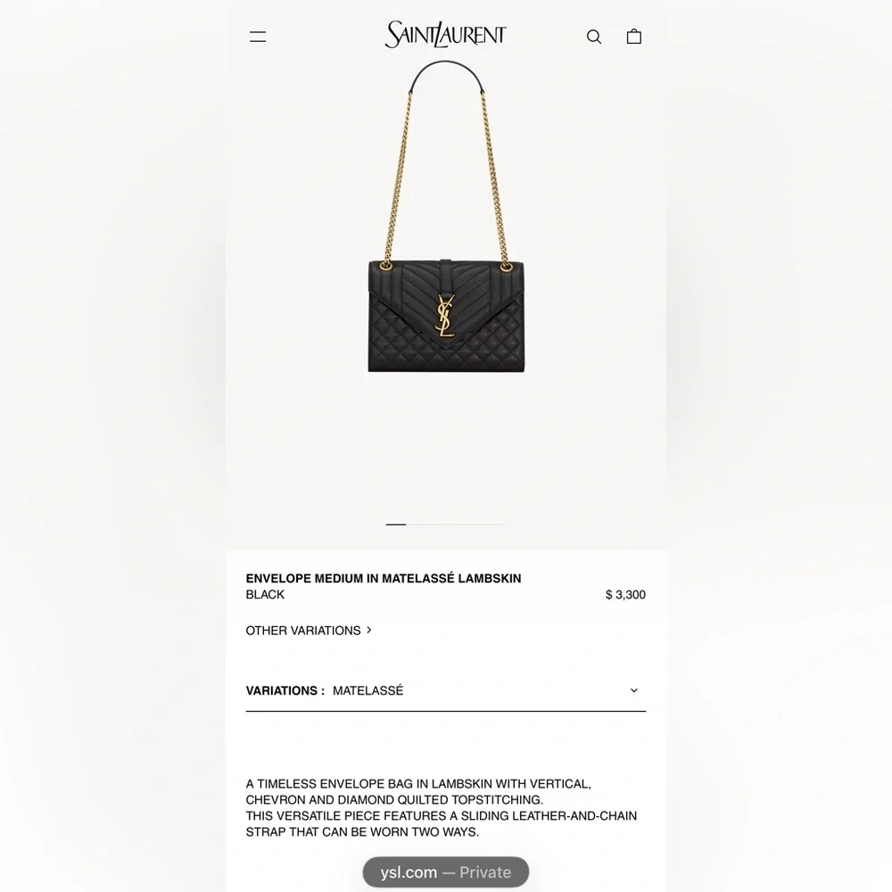 Yves Saint Laurent medium envelope bag - Picture 6 of 6
